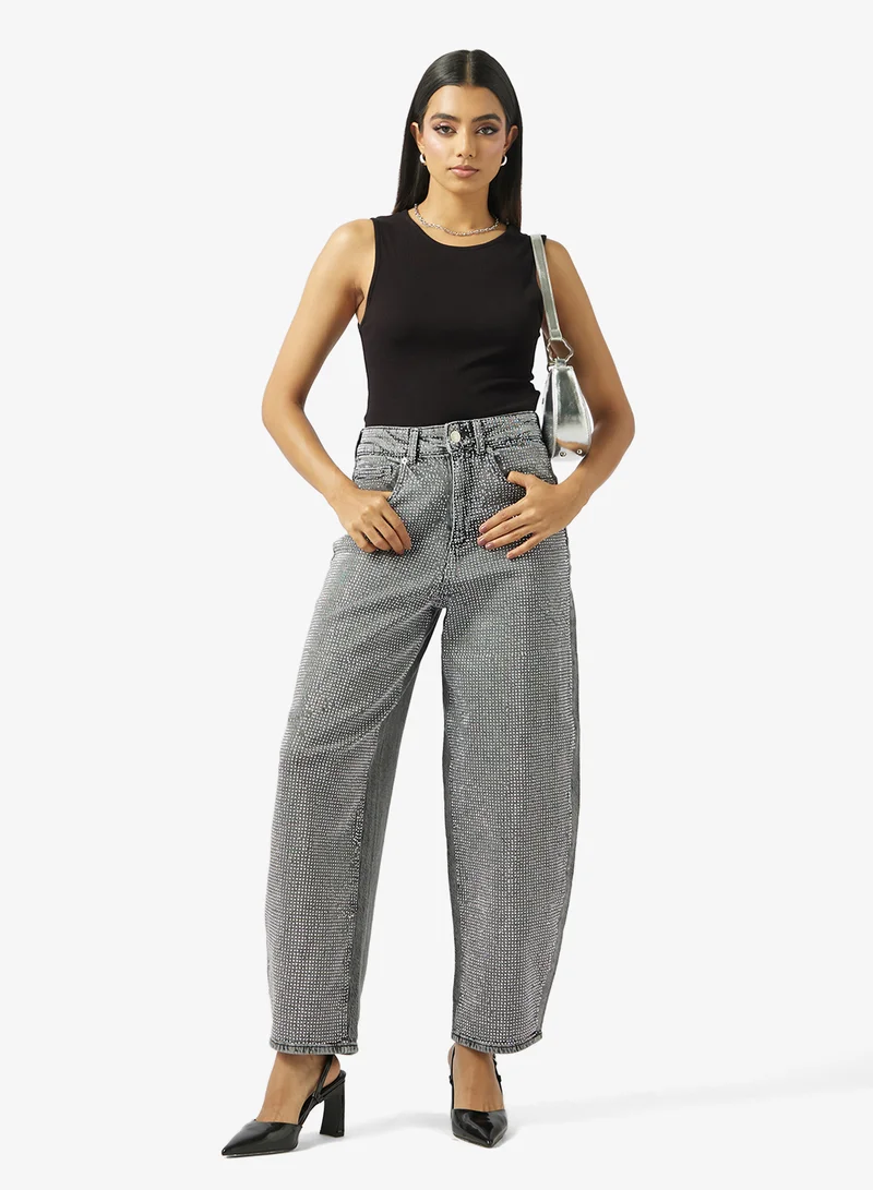 فيرو مودا جينز فيمبيلي بخصر عالٍ واسع